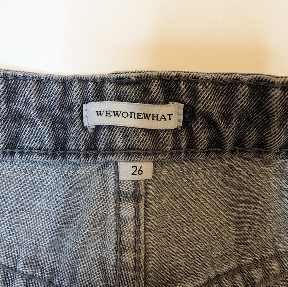 WEWOREWHAT Dark Black Wash Straight Leg High Rise Denim Pants Women 26 - Picture 2 of 7